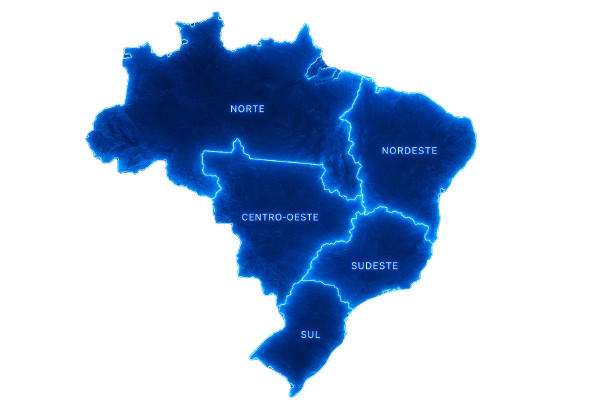 Mapa do Brasil com presença nas 5 regiões